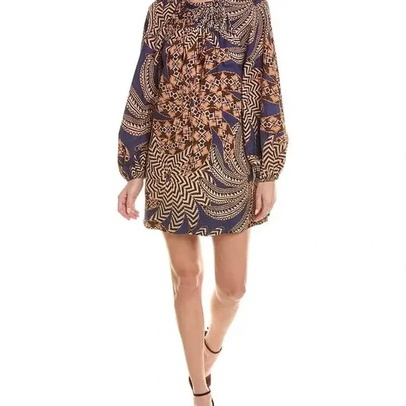 Farm Rio Yawanawa Vanahu Navy Organic Cotton Mini Dress Sz L - Picture 13 of 13